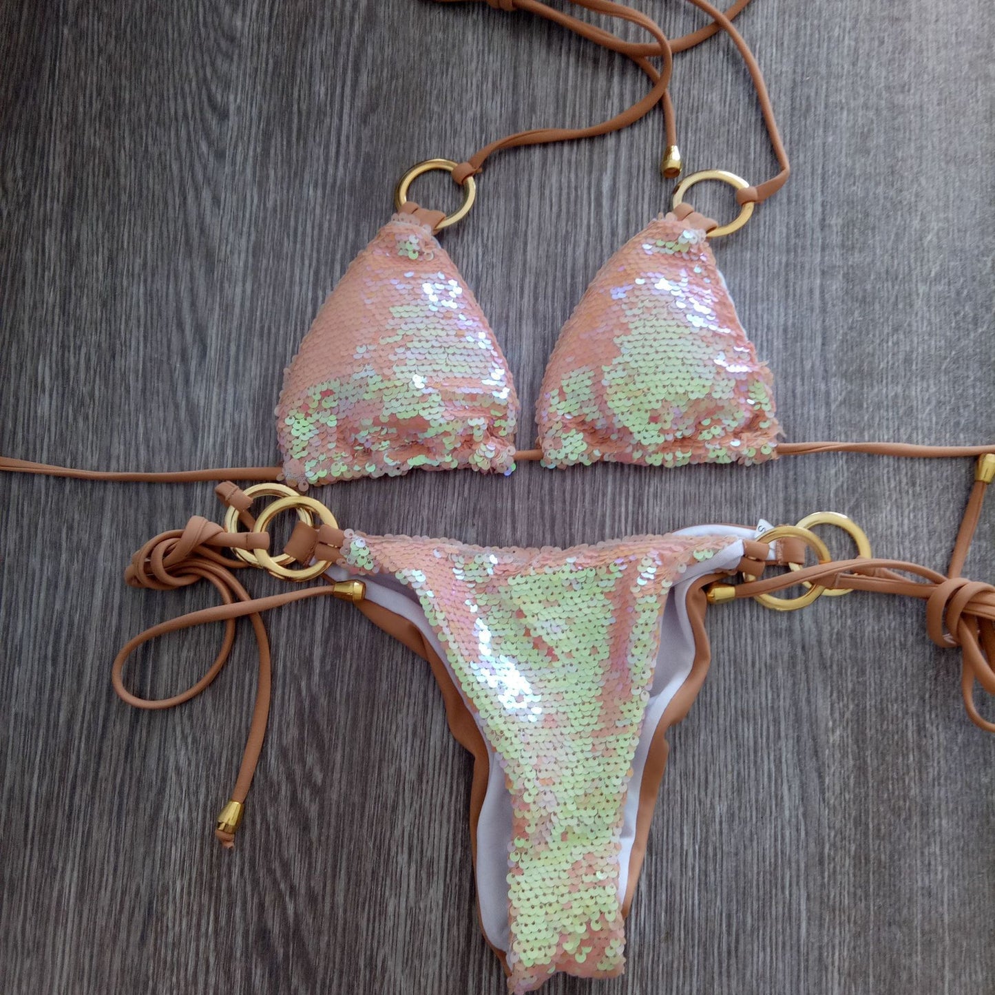 New sequined triangle bikini beads piece ladies swimwear swimsuit