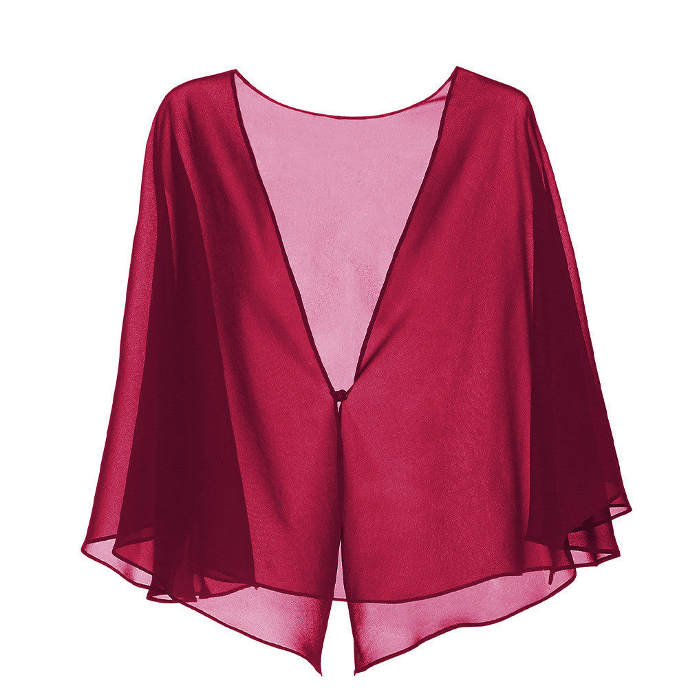 Chiffon Solid Color Cardigan Cape Blouse Thin Shawl