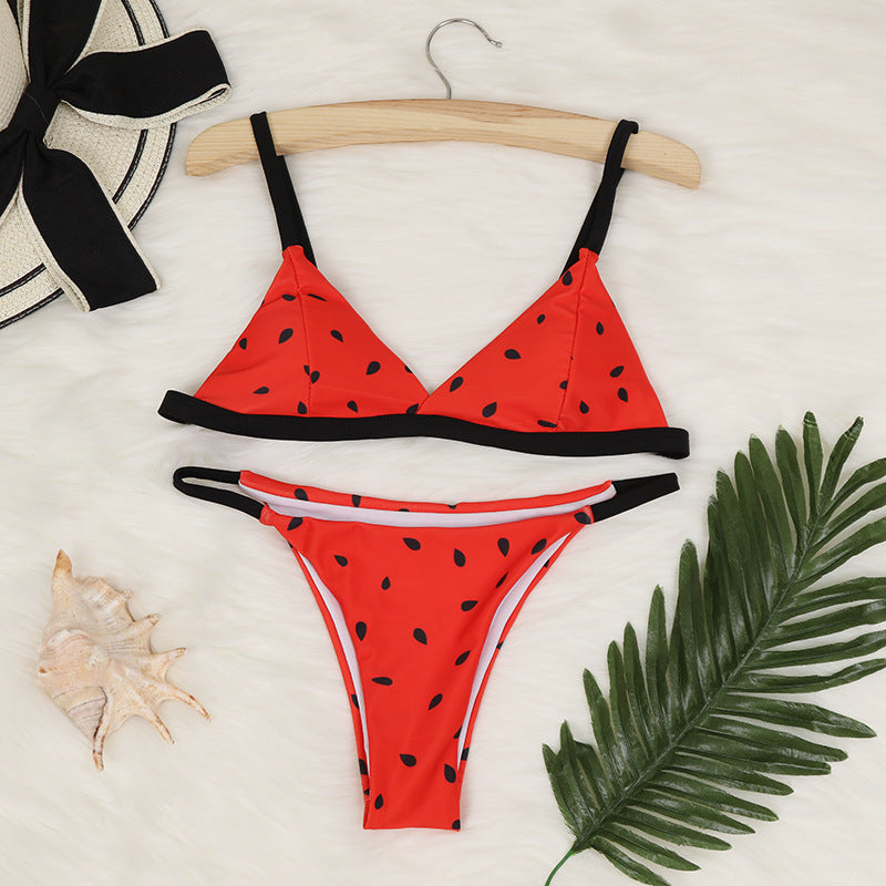 Multicolor printed three-point bikini