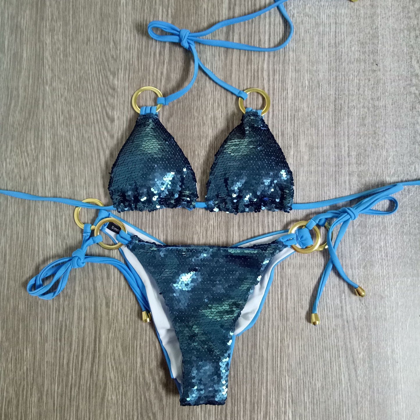 New sequined triangle bikini beads piece ladies swimwear swimsuit