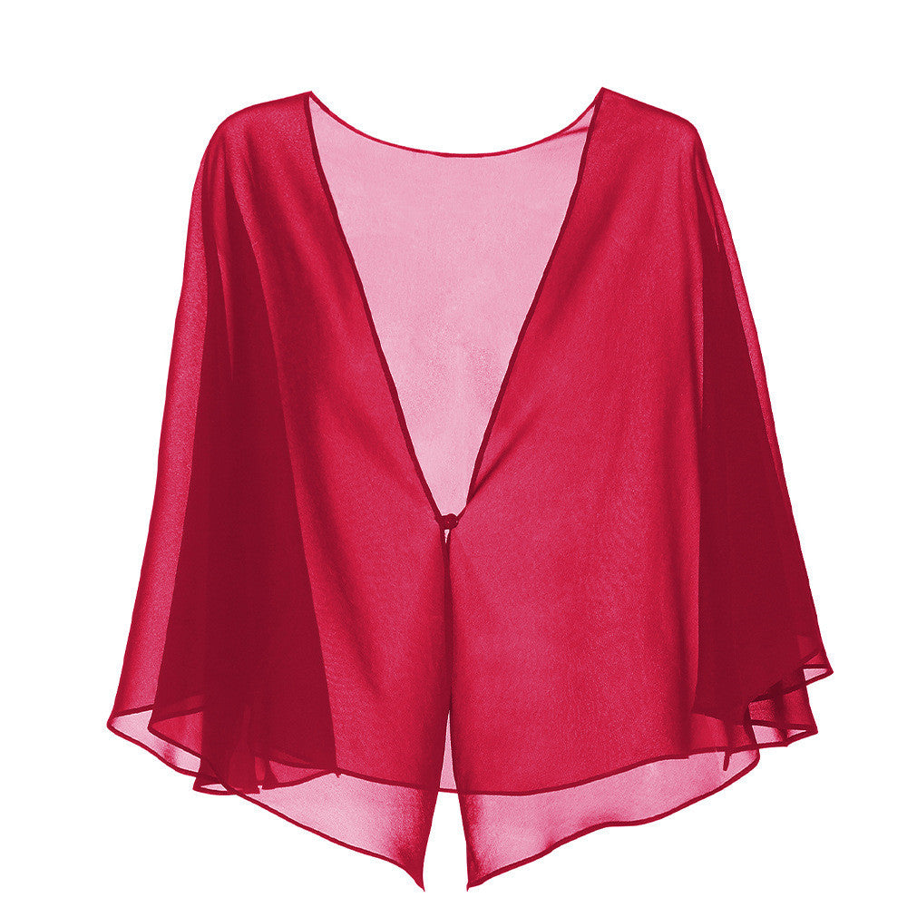 Chiffon Solid Color Cardigan Cape Blouse Thin Shawl