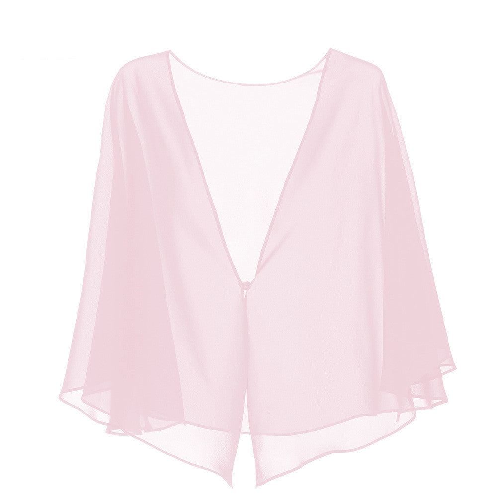 Chiffon Solid Color Cardigan Cape Blouse Thin Shawl