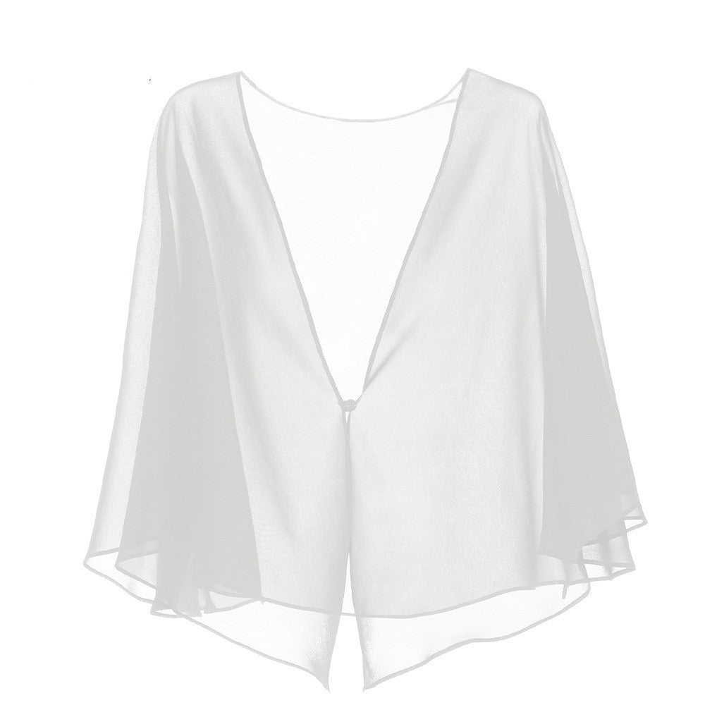 Chiffon Solid Color Cardigan Cape Blouse Thin Shawl