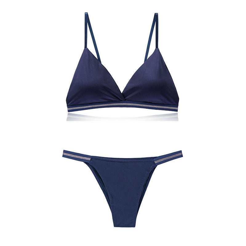 Light Luxury Edition Ice Silk Chest-wrapped Women's Pure Desire Bra Set Bikini