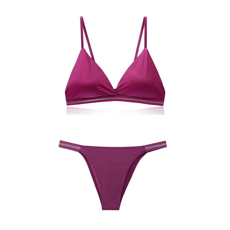 Light Luxury Edition Ice Silk Chest-wrapped Women's Pure Desire Bra Set Bikini