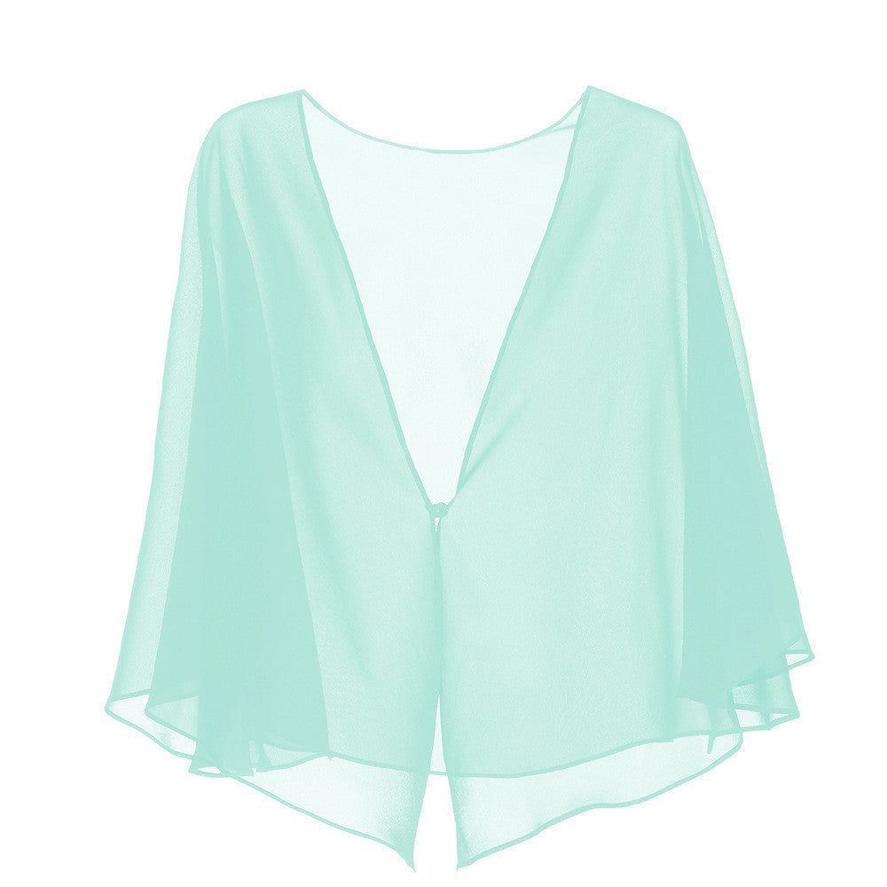 Chiffon Solid Color Cardigan Cape Blouse Thin Shawl