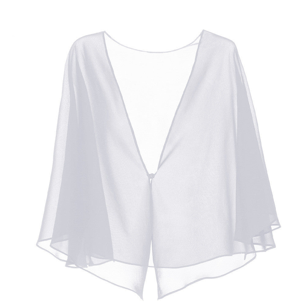 Chiffon Solid Color Cardigan Cape Blouse Thin Shawl