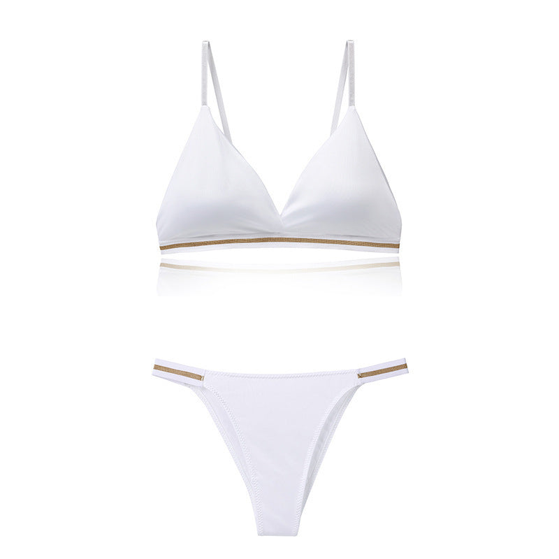 Light Luxury Edition Ice Silk Chest-wrapped Women's Pure Desire Bra Set Bikini