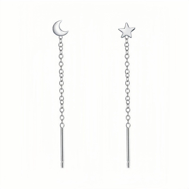 Sterling Silver Needle Pearl Ear String Female Earrings Long Temperament