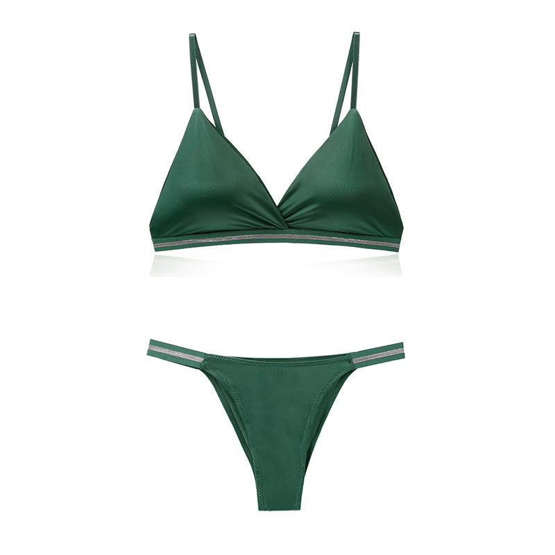 Light Luxury Edition Ice Silk Chest-wrapped Women's Pure Desire Bra Set Bikini
