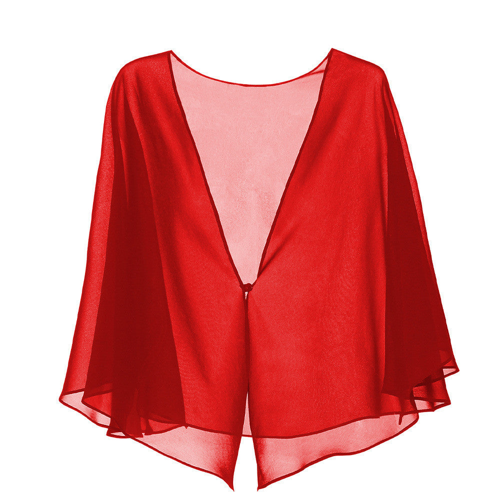 Chiffon Solid Color Cardigan Cape Blouse Thin Shawl
