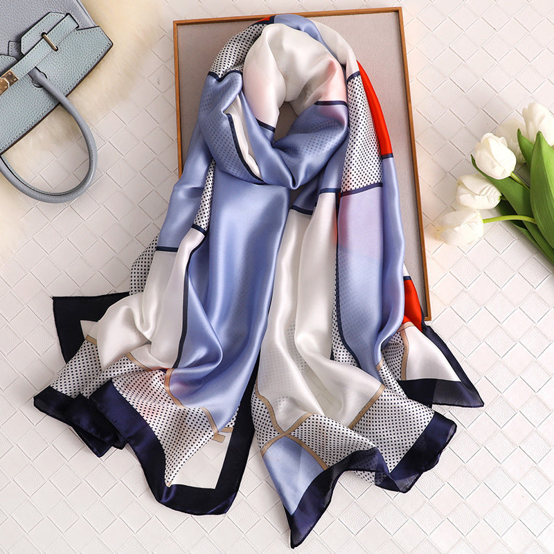 Simulated Silk Summer Seaside Sunscreen Silk Scarf