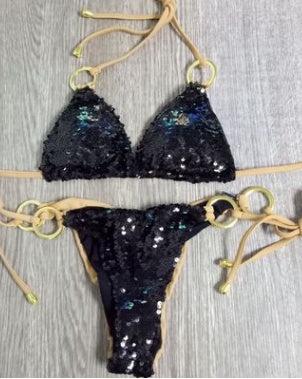 New sequined triangle bikini beads piece ladies swimwear swimsuit