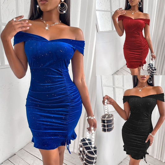Summer New Chest Wrap Hip Lotus Leaf Dress