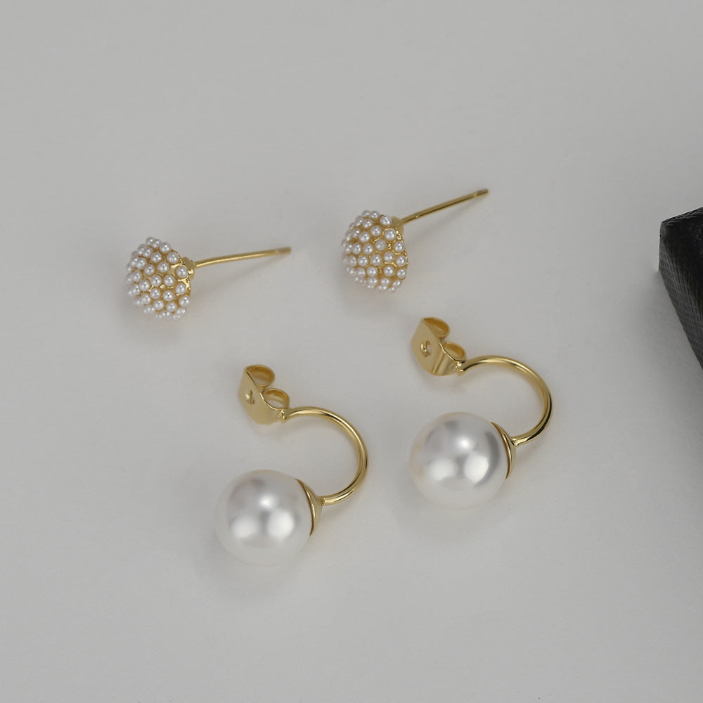 Pearl Floral Ball Eardrops South Korea Simple And Fresh Girl Elegant Wild Earrings