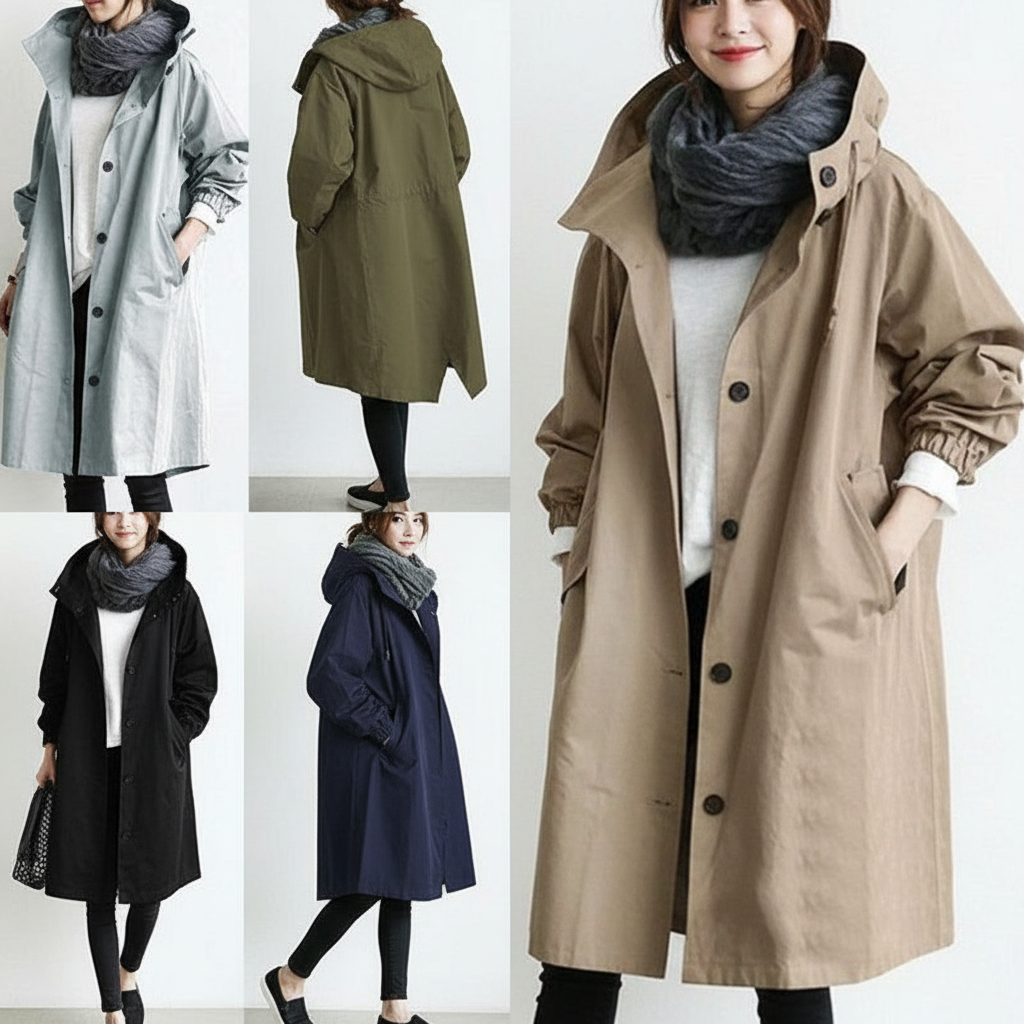 Women Windbreaker Jacket Casual Loose Button Pockets Hooded Quick Dry Windproof Waterproof Clothes For Outdoor Hiking Camping