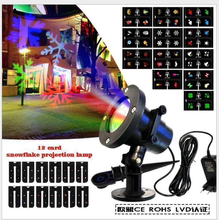 48 Pattern Christmas Projector Laser Light Snow LED Lamp Landscape Garden XMAS