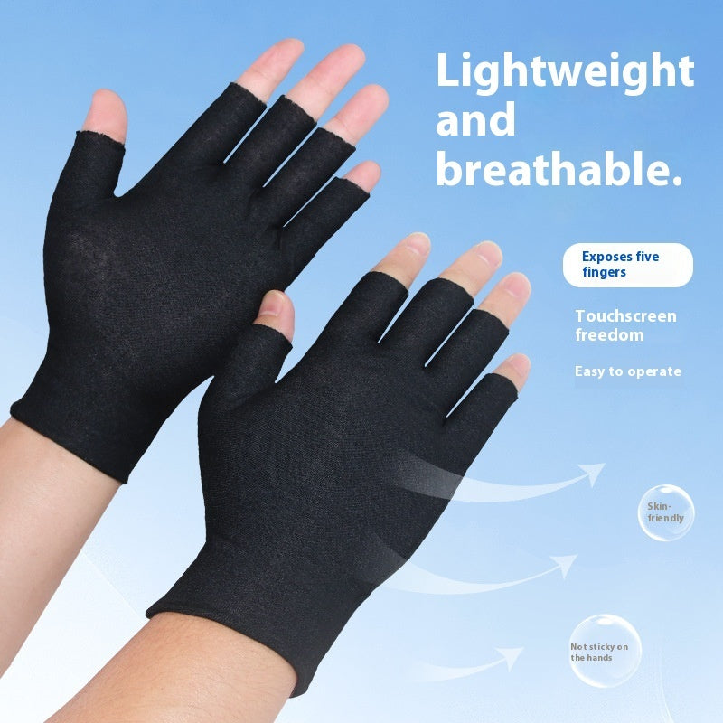 Exposed Five-finger White Cotton Gloves Half-finger And Breathable Sweat-absorbent Thin