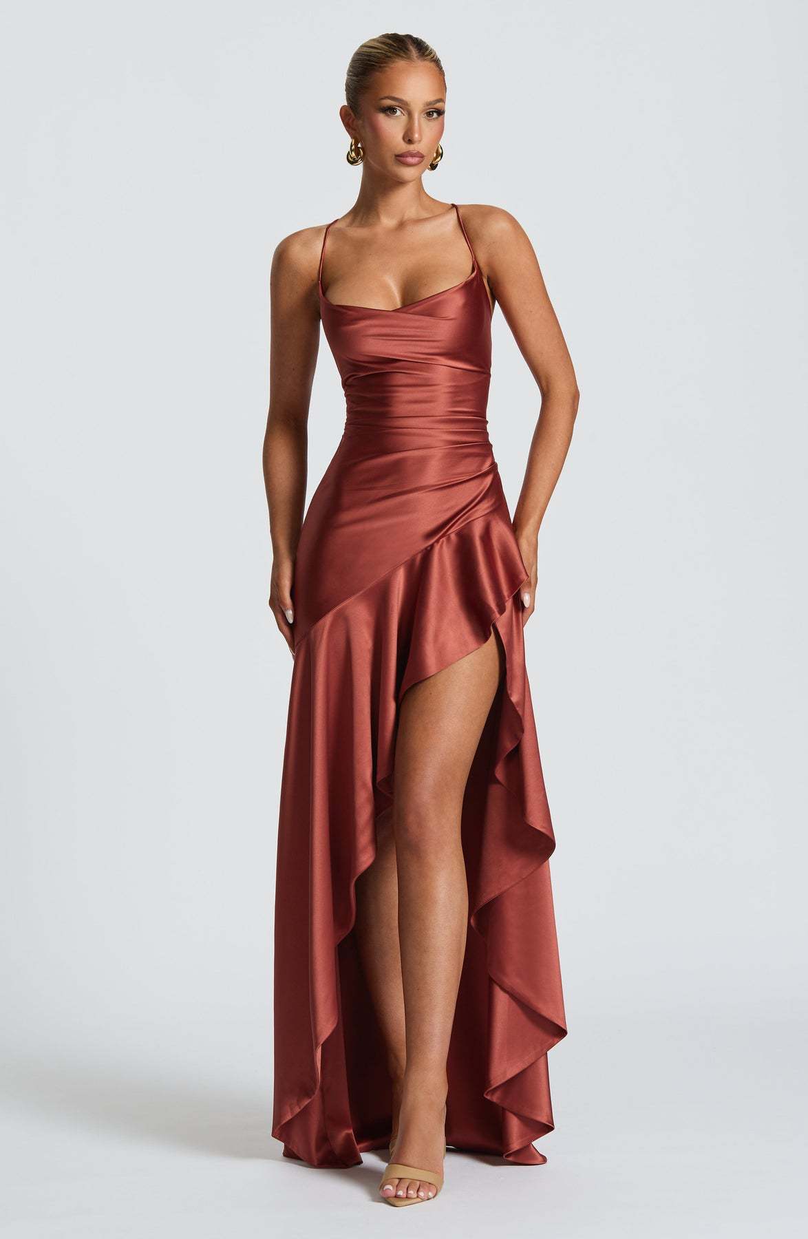 Backless Ruffles Irregular Dress Evening Party Club Maxi