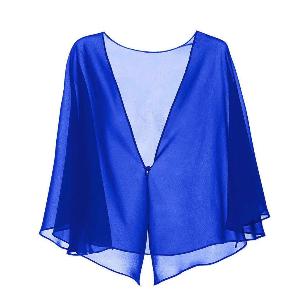 Chiffon Solid Color Cardigan Cape Blouse Thin Shawl