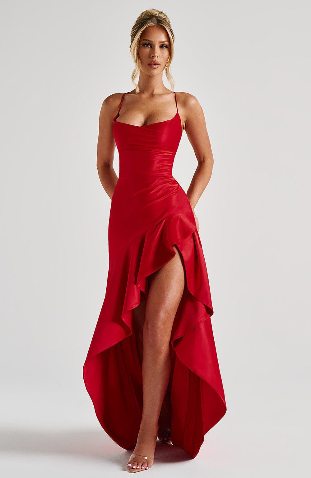 Backless Ruffles Irregular Dress Evening Party Club Maxi